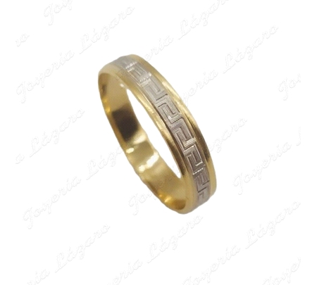 ORO 18 KTS ALIANZA BIC. 4MM GRECA Nº18
