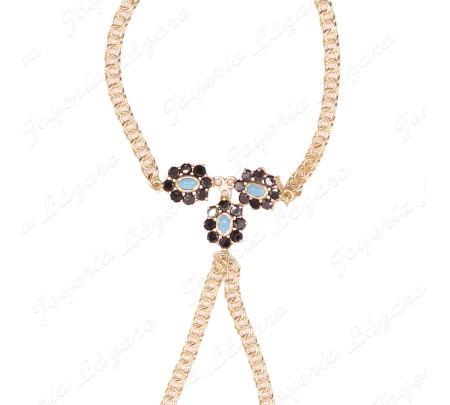 ORO 18 KTS PULSERA ROMANA ZAFIRO,TURQUES