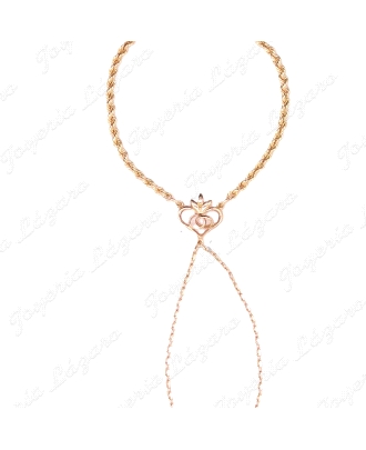 PULSERA ROMANA 18KTS CORAZON ALIANZAS