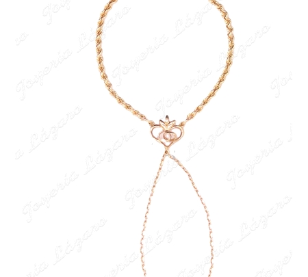 PULSERA ROMANA 18KTS CORAZON ALIANZAS