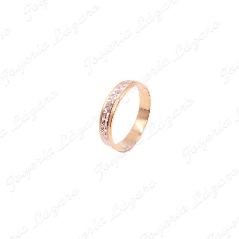 ALIANZA ORO 18 KTS BICOLOR 4MM FACETADA ESTRELLA