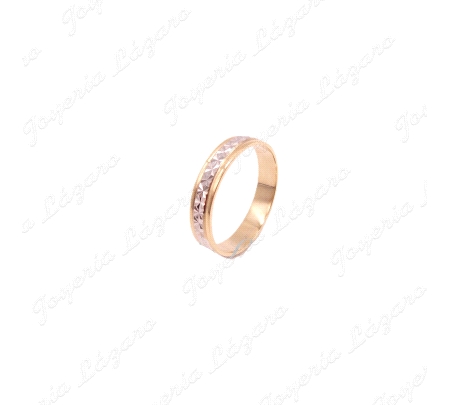 ALIANZA ORO 18 KTS BICOLOR 4MM FACETADA ESTRELLA