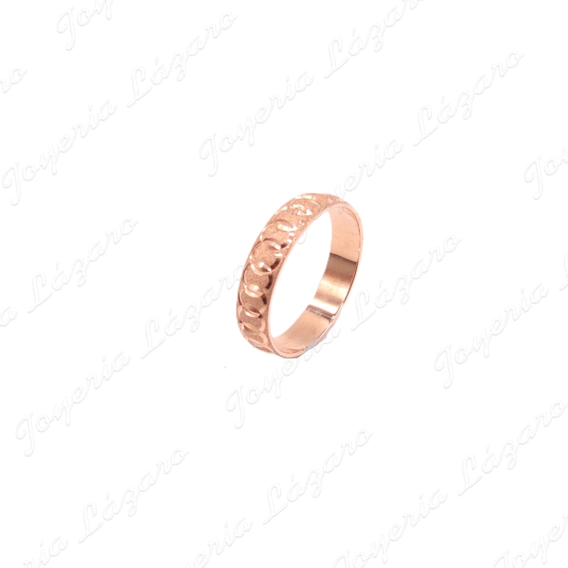 ORO 18 KTS ALIANZA 4MM ROSA AROS CRUZADO Nº11