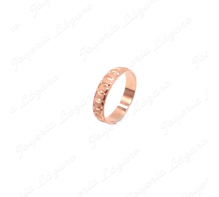ORO 18 KTS ALIANZA 4MM ROSA AROS CRUZADO Nº11