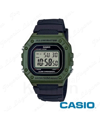 CASIO RELOJ DIGITAL VERDE MILITAR WR50M CORREA CAUCHO