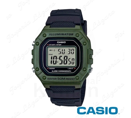 CASIO RELOJ DIGITAL VERDE MILITAR WR50M CORREA CAUCHO