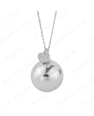 COLLAR PLATA LLAMADOR DE ANGEL+CORAZON CIRCONITAS CADENA FORZADA                                    