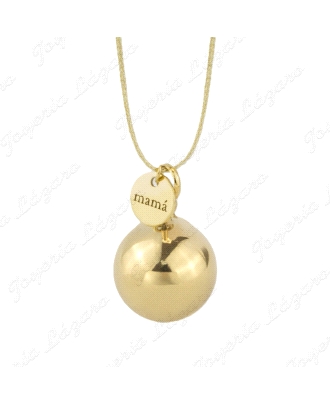 COLLAR PLATA LLAMADOR DE ANGEL-CHAPA MAMA BAÑO EN ORO CORDON                                        