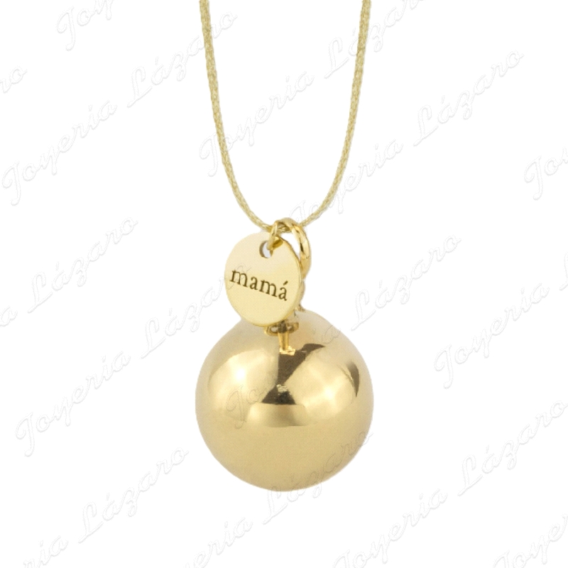 COLLAR PLATA LLAMADOR DE ANGEL-CHAPA MAMA BAÑO EN ORO CORDON                                        