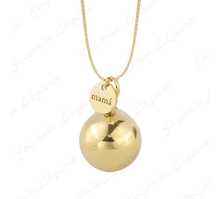 COLLAR PLATA LLAMADOR DE ANGEL-CHAPA MAMA BAÑO EN ORO CORDON                                        