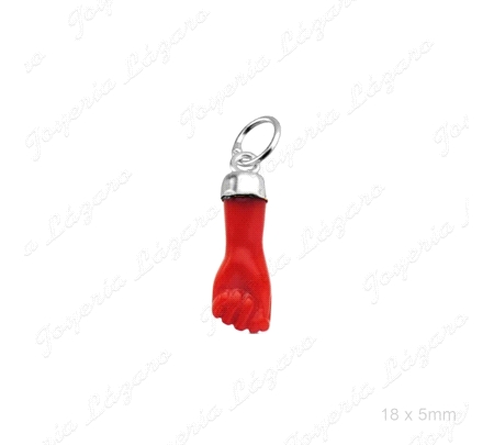 COLGANTE PLATA PUÑO / HIGA NEGRO 18X5MM