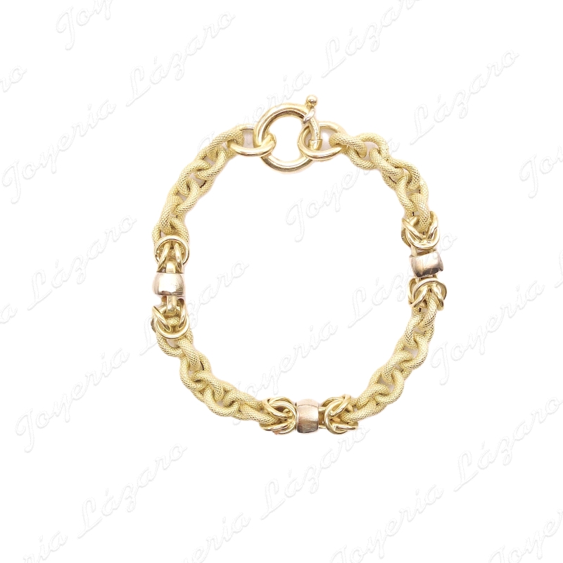 PULSERA ORO 18KT SEMINUEVA ESLAB. MATE PICADOS REASA MARINERA ITALIANA                              