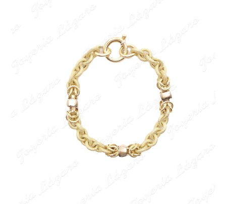 PULSERA ORO 18KT SEMINUEVA ESLAB. MATE PICADOS REASA MARINERA ITALIANA