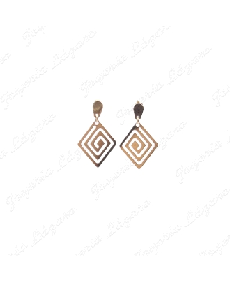 PEND. LARGOS ORO 18KT SEMINUEVOS CHAPA ROMBOS CALADOS ESPIRAL