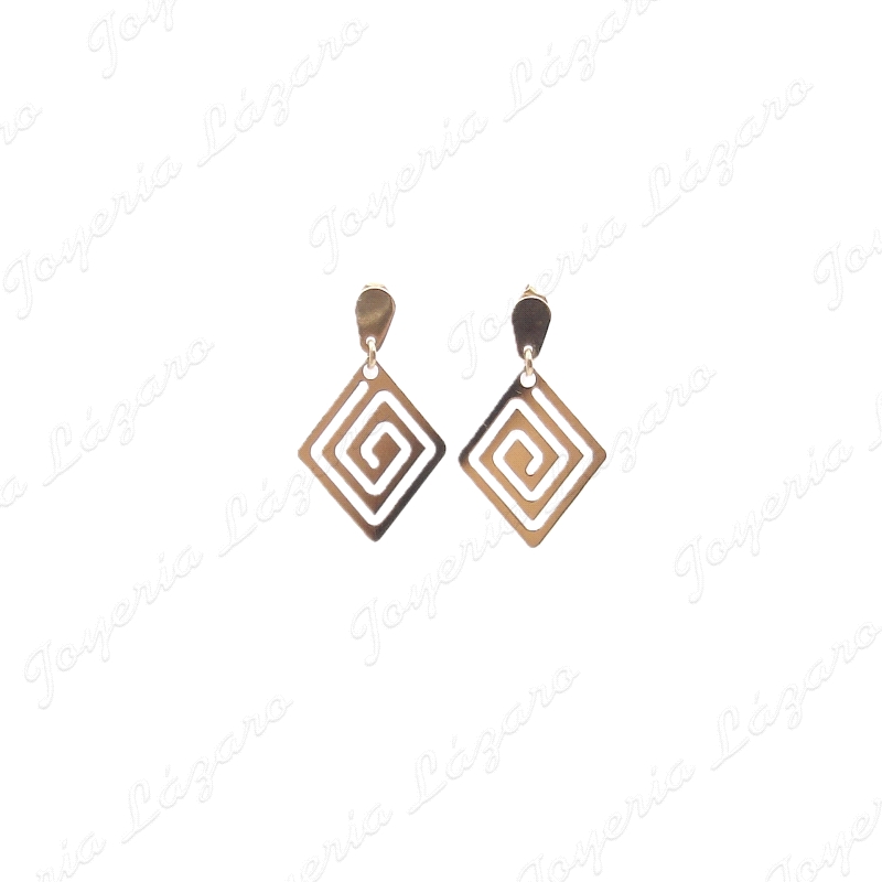 PEND. LARGOS ORO 18KT SEMINUEVOS CHAPA ROMBOS CALADOS ESPIRAL                                       