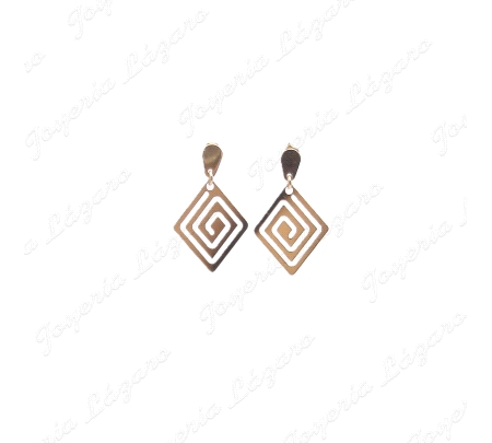 PEND. LARGOS ORO 18KT SEMINUEVOS CHAPA ROMBOS CALADOS ESPIRAL