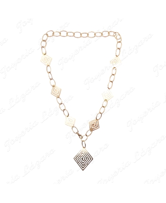 GARGANTILLA ORO 18KT SEMINUEVA CHAPAS ROMBOS CALADOS ESPIRAL