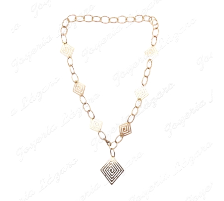 GARGANTILLA ORO 18KT SEMINUEVA CHAPAS ROMBOS CALADOS ESPIRAL