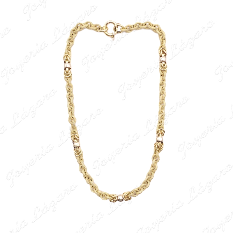 GARGANTILLA ORO 18KT SEMINUEVA  ESLAB. MATE PICADOS REASA MARINERA ITA                              