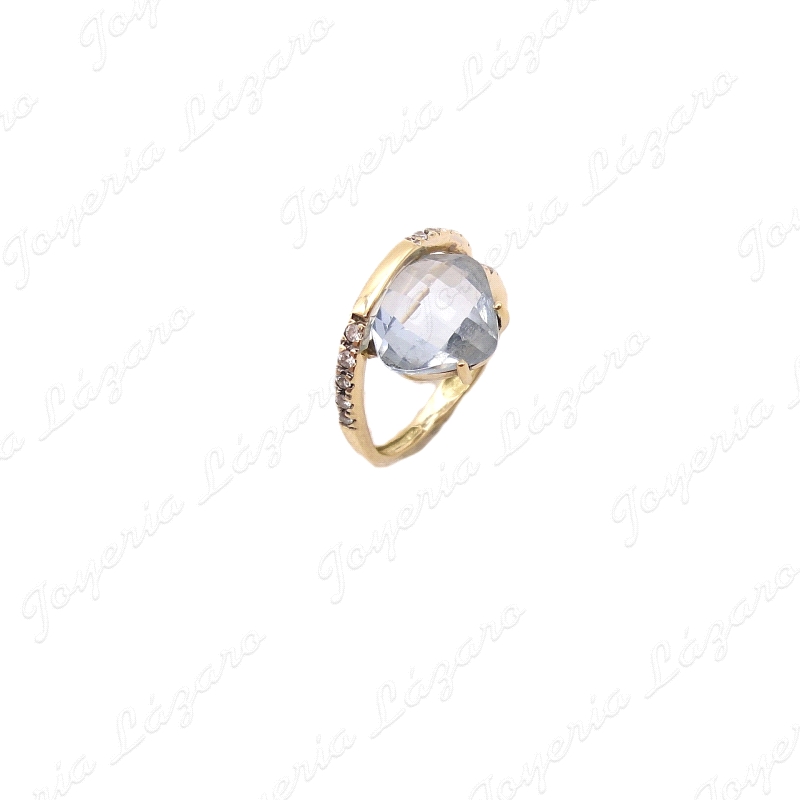 SORTIJA ORO 18KT OCASION PIEDRA COLOR AGUAMARINA COJIN CINTO ENVOLVENT                              