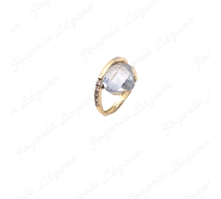 SORTIJA ORO 18KT OCASION PIEDRA COLOR AGUAMARINA COJIN CINTO ENVOLVENT                              