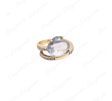 SORTIJA ORO 18KT OCASION PIEDRA COLOR AGUAMARINA COJIN CINTO ENVOLVENT