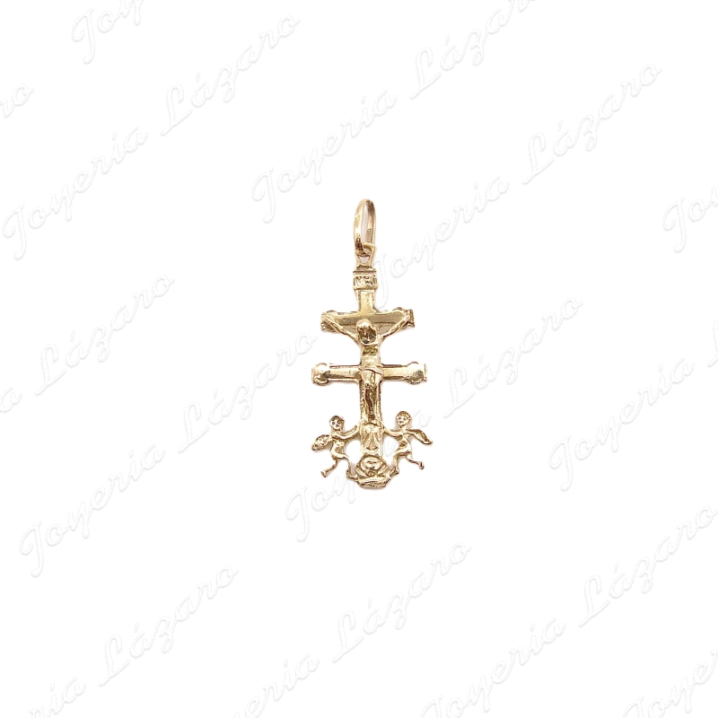 CRUZ DE CARAVACA ORO 18KT SEMINUEVA +CRISTO 14X30MM                                                 