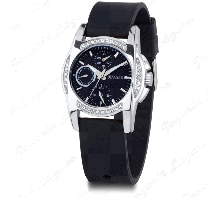 DUWARD RELOJ SRA. CAJA ESF. NEGRA CAJA ACERO DISEÑO CIRCONITAS BISEL C