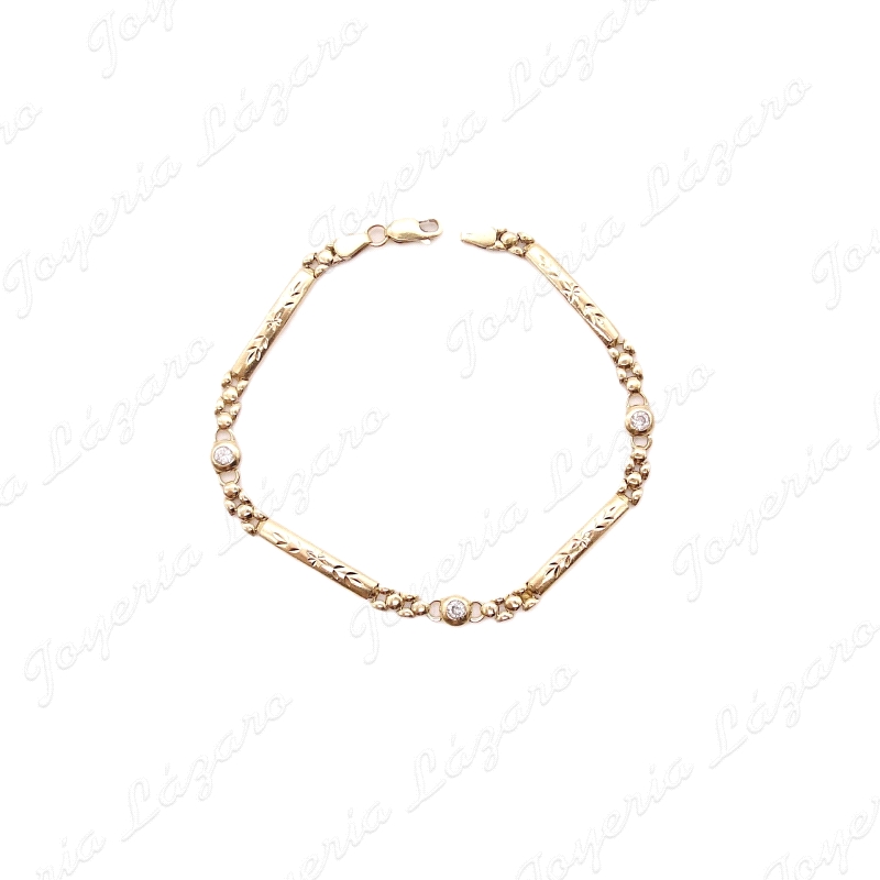 PULSERA ORO 18KT SEMINUEVA PLACAS+PANTER+CIRCONITA BOCEL                                            
