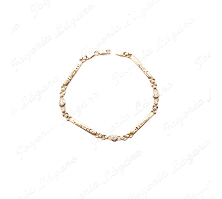 PULSERA ORO 18KT SEMINUEVA PLACAS+PANTER+CIRCONITA BOCEL                                            