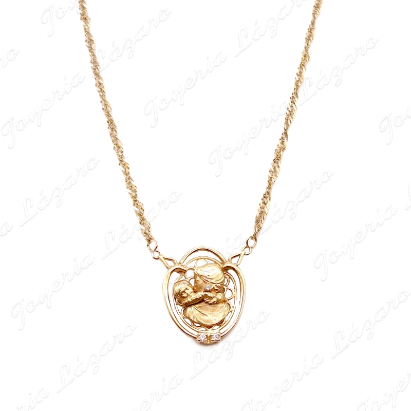 COLLAR ORO 18KT SEMINUEVO CAD. SINGAPUR +MEDALLA MADRE                                              