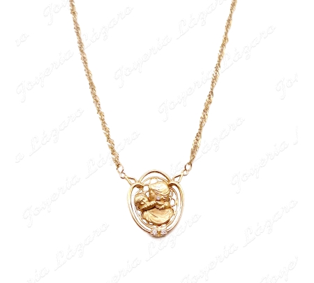 COLLAR ORO 18KT SEMINUEVO CAD. SINGAPUR +MEDALLA MADRE                                              