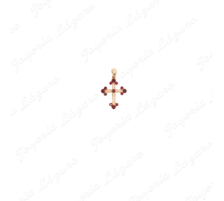 CRUZ ORO 18 KTS PIEDRAS GRANATE 25X20MM