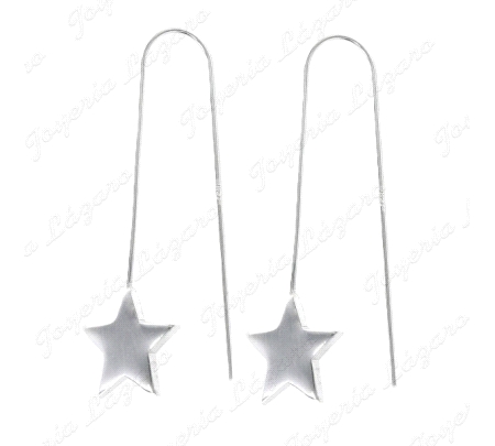 Pendiente Plata Rodiada Rigido Con Estrella De 17 Mm Hippie