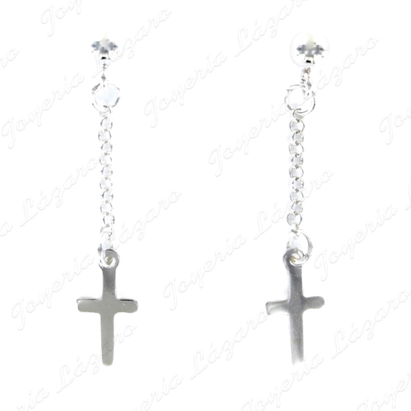 PLATA PEND. LARGOS BOLITA DE 4 MM Y CADENA CON CRUZ 12 X 6 MM