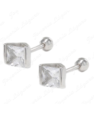 PIERCING PLATA CIRCONITA CUADRADA EN CARRILL 4MM
