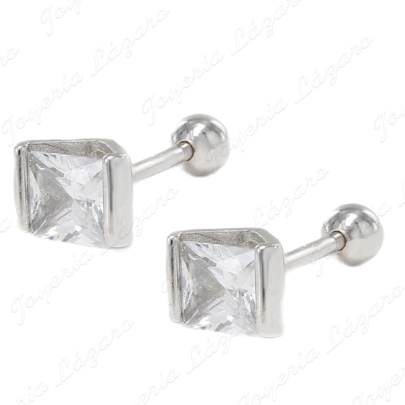 PIERCING PLATA CIRCONITA CUADRADA EN CARRILL 4MM