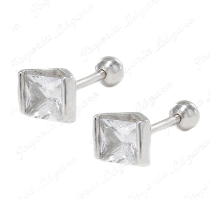 PIERCING PLATA CIRCONITA CUADRADA EN CARRILL 4MM