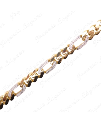 CADENA 60 CM. ORO 18 KTS ITALIANA BICOLOR 3X1 MICROCIRCO 11MM CIERRE E