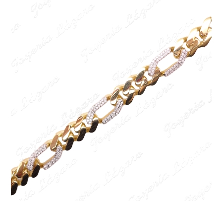 CADENA 60 CM. ORO 18 KTS ITALIANA BICOLOR 3X1 MICROCIRCO 11MM CIERRE E