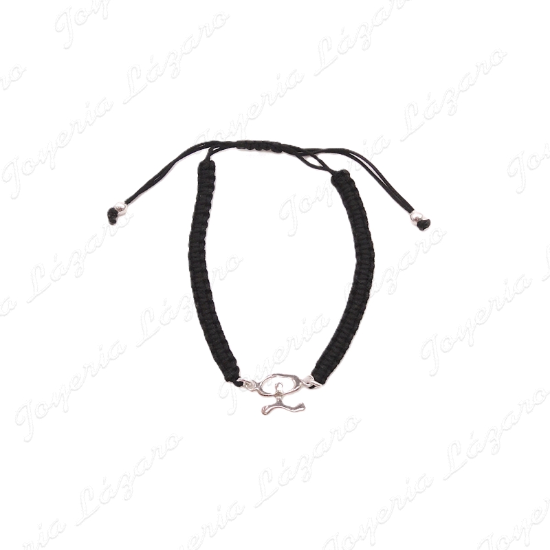 PULSERA PLATA INDALO, MACRAMÉ NEGRO                                                                 