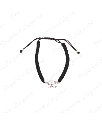 PULSERA PLATA INDALO, MACRAMÉ NEGRO                                   