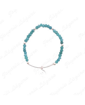 PULSERA PLATA INDALO SUELTO EN TUBO, ELASTICO+PIEDRAS BOLAS VARIOS SOL                              