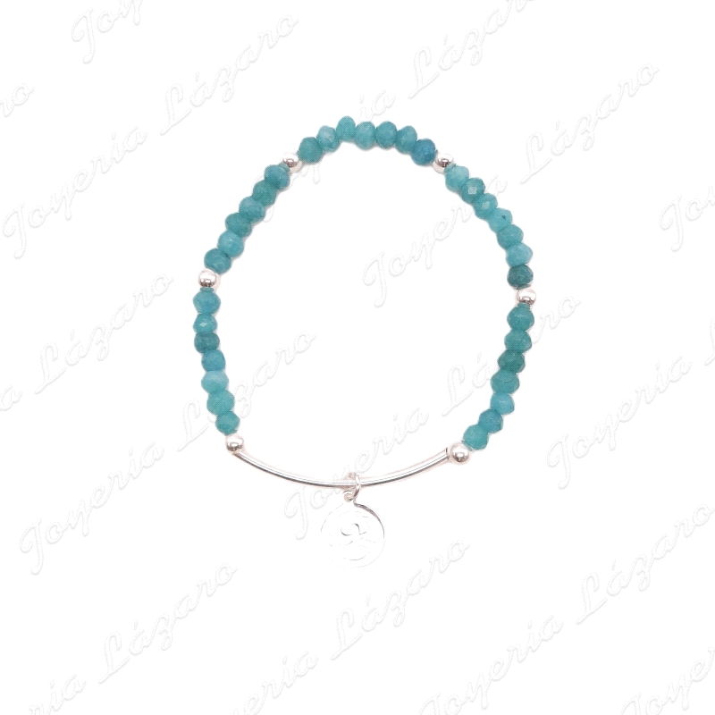 PULSERA PLATA INDALO SUELTO EN TUBO, ELASTICO+PIEDRAS BOLAS VARIOS SOL                              
