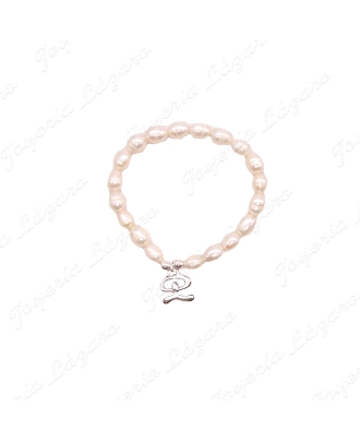 PULSERA PLATA INDALO +PERLAS NATURALES ELASTICO                                                     
