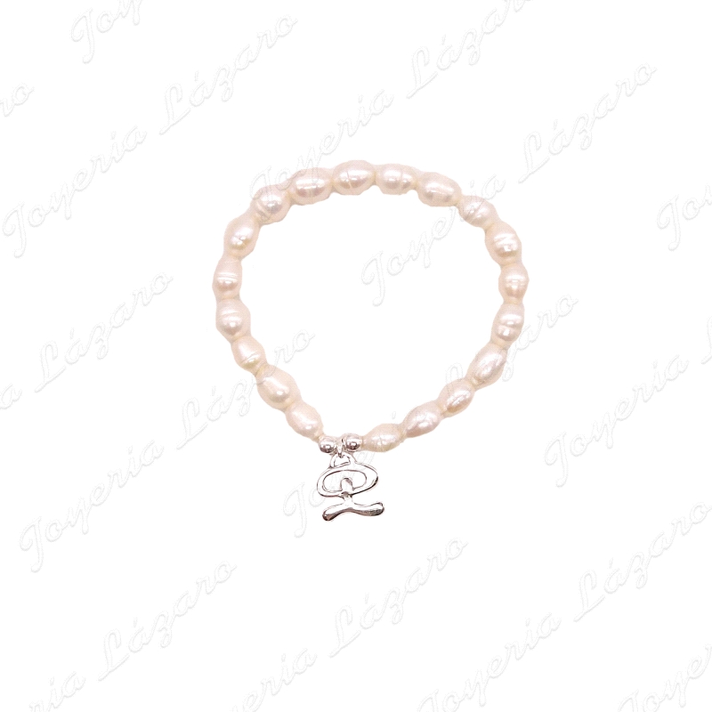 PULSERA PLATA INDALO +PERLAS NATURALES ELASTICO                                                     