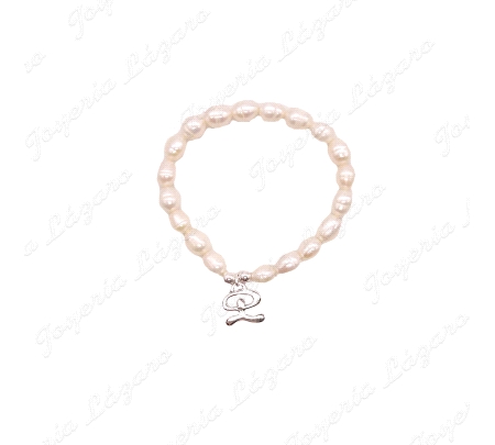 PULSERA PLATA INDALO +PERLAS NATURALES ELASTICO