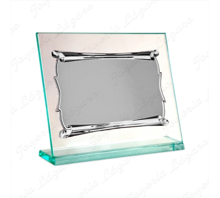 PLACA CONMEMORATIVA CRISTAL 22X17CM CHAPA PERGAMINO
