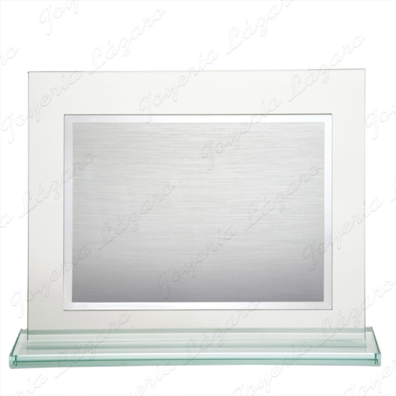 PLACA CONMEMORATIVA ALUMINIO LISA SOPORET CRISTAL 21X18CM                                           