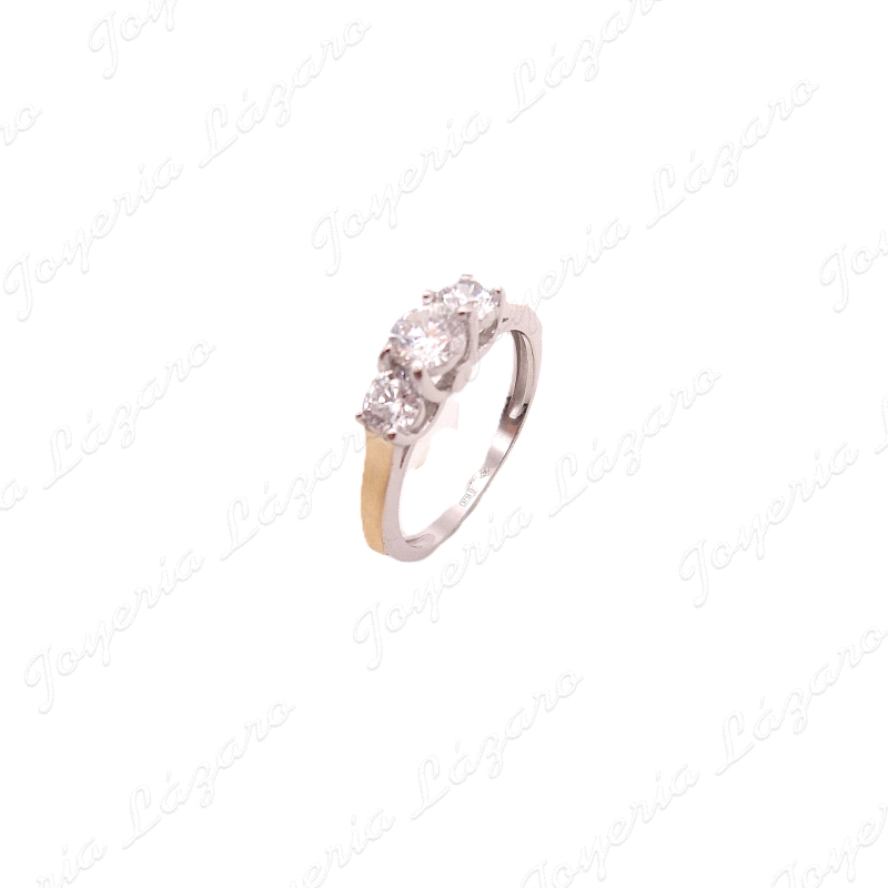 SORTIJA PLATA+ORO 9KT TRESILLO GARRAS BANDAS ORO                                                    